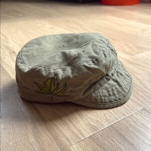 Rue21 Olive Green Cotton Leaf Embroidered Brimmed Hat OS